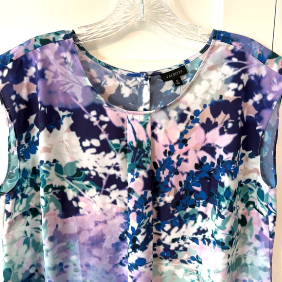 NWT Talbots Women's Purple Watercolor Sleeveless Blouse in Size 10 - Picture 3 of 9